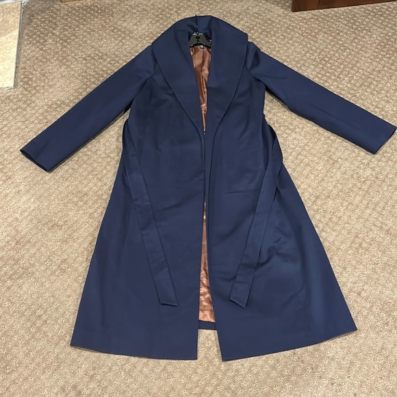 NWT Eileen Fisher Women’s Midnight Blue Wrap Coat Size Medium - Picture 5 of 11